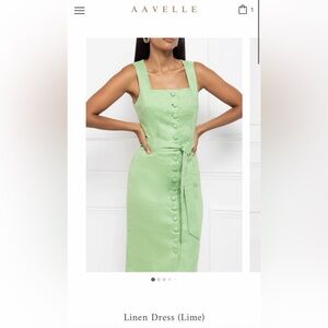 AAVELLE linen dress. Lime green. Medium. Worn once. Price is negotiable :)
